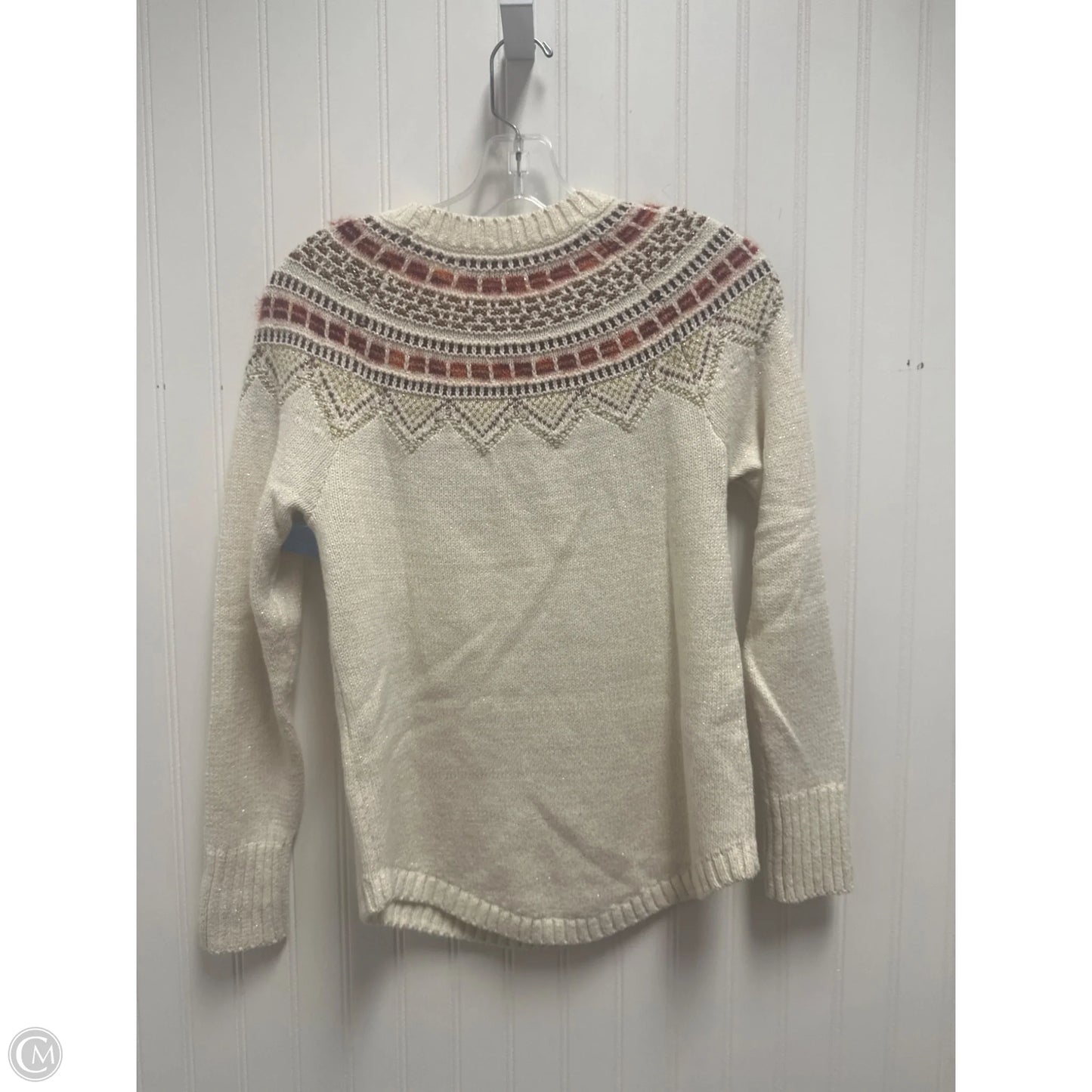 Sweater By Loft In Cream & Orange, Size: Xs