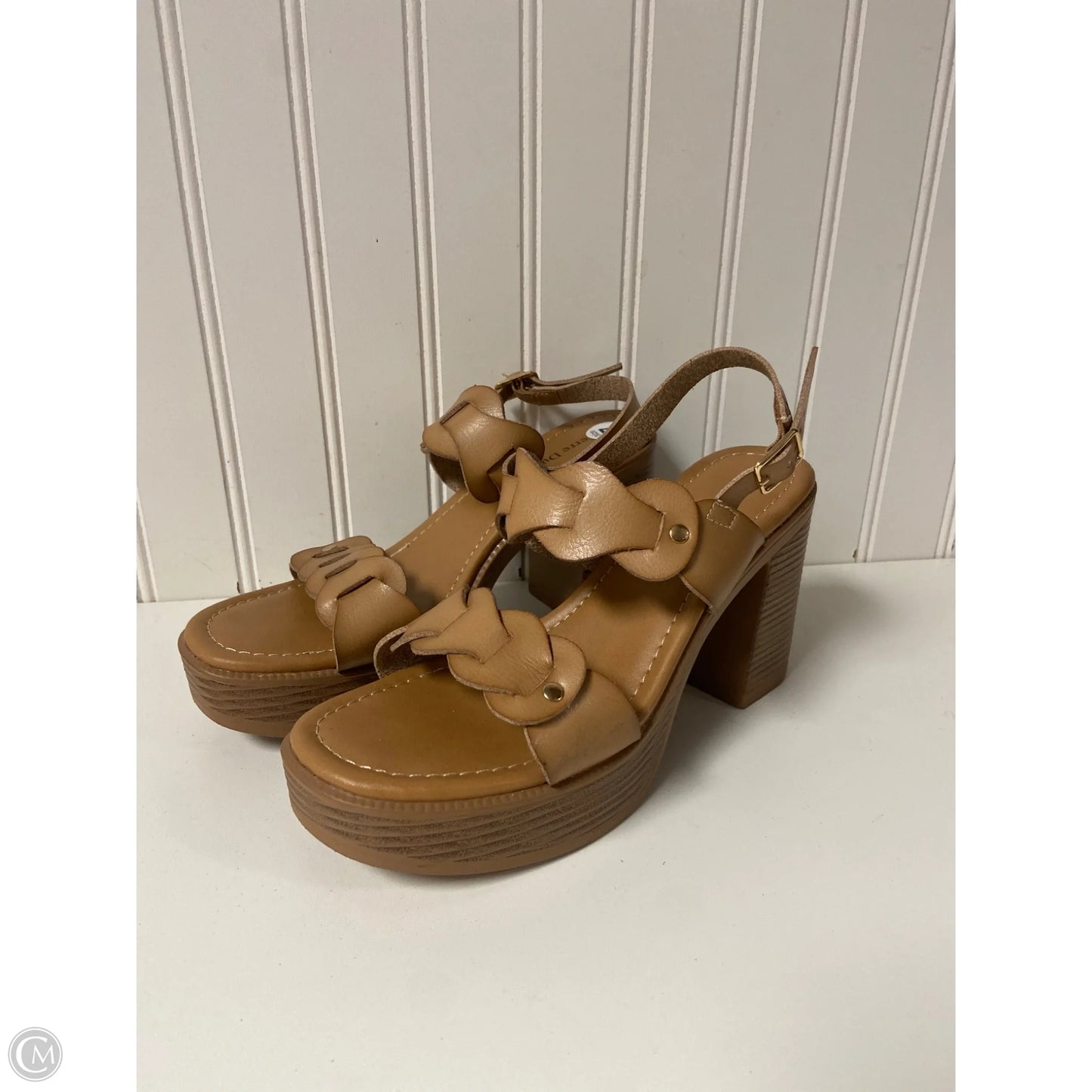 Sandals Heels Block By Pierre Dumas In Tan, Size: 7