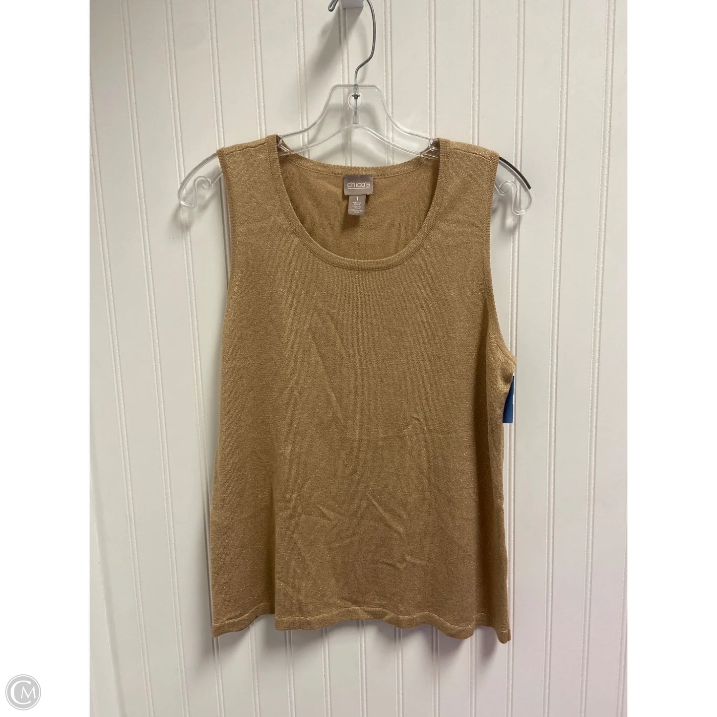 Top Sleeveless By Chicos In Gold, Size: M