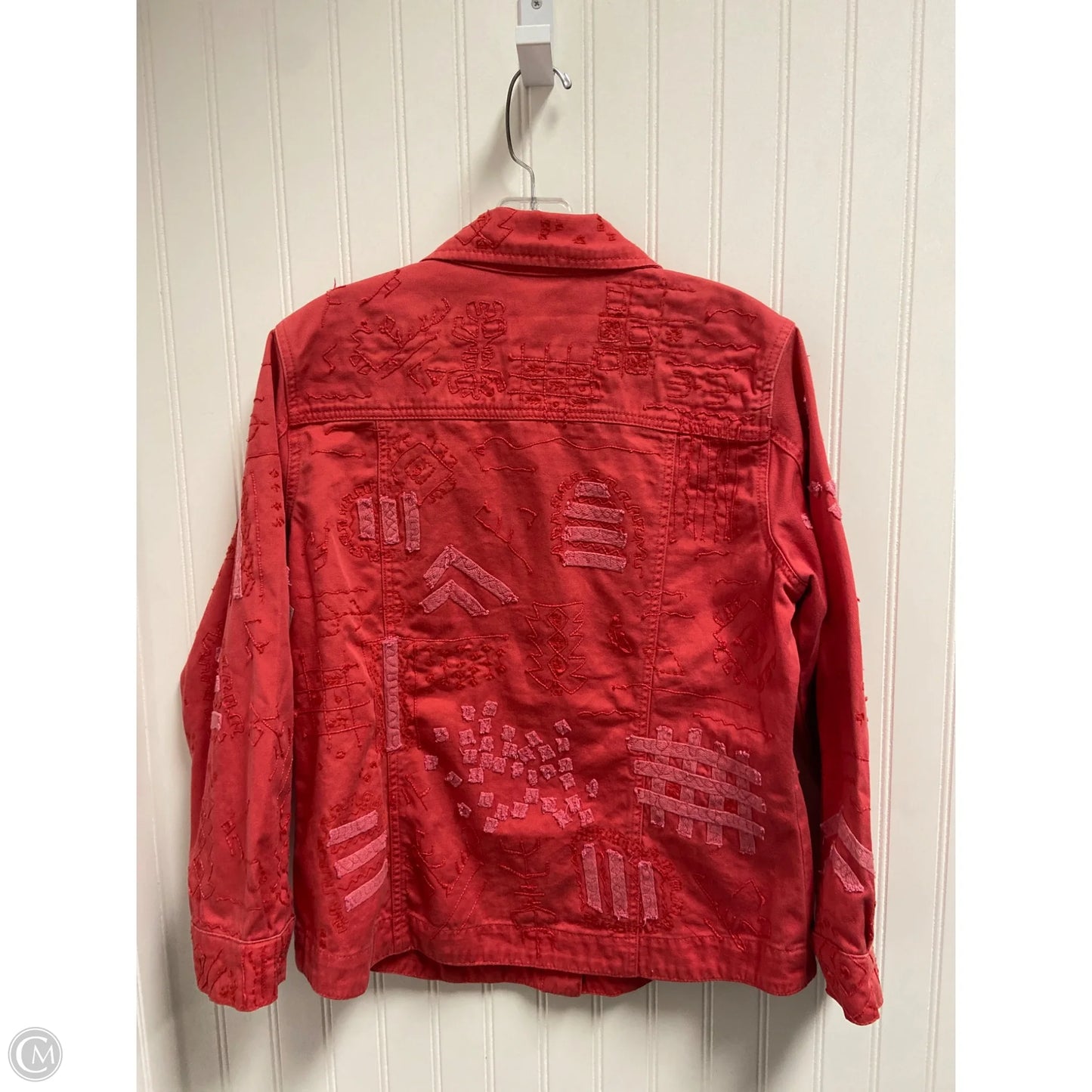 Jacket Denim By Chicos In Red, Size: M