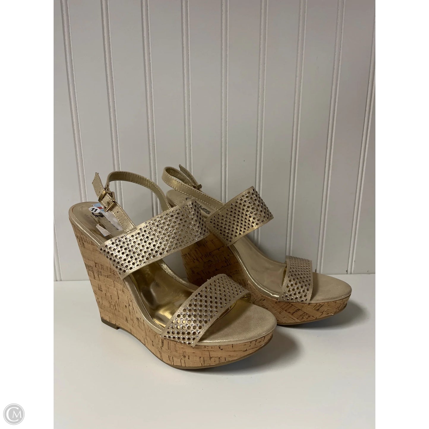 Sandals Heels Wedge By Carlos By Carlos Santana In Gold, Size: 11