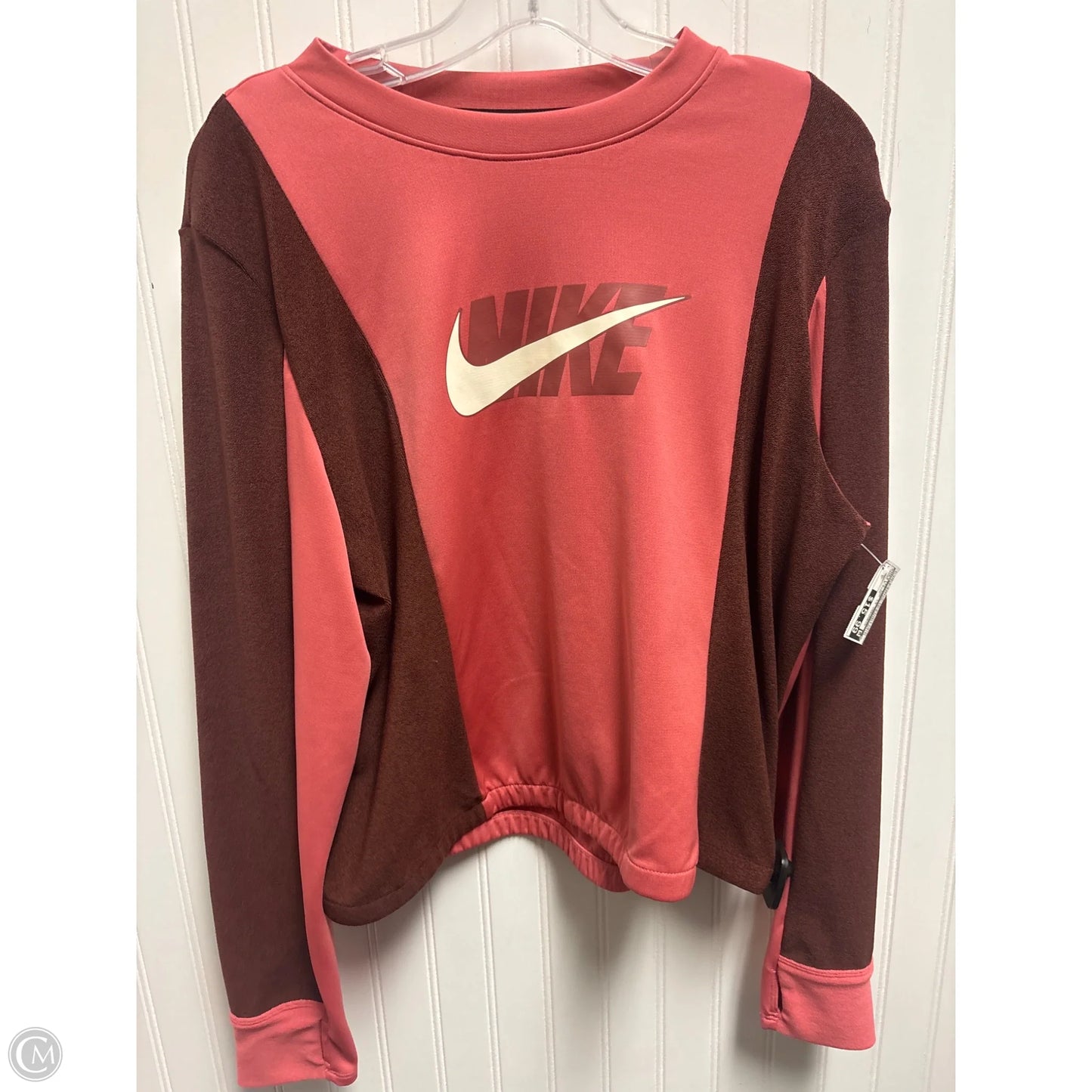 Athletic Top Long Sleeve Crewneck By Nike In Brown & Pink, Size: L