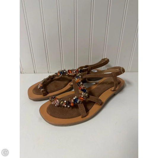 Sandals Flats By Clothes Mentor In Brown, Size: 8.5