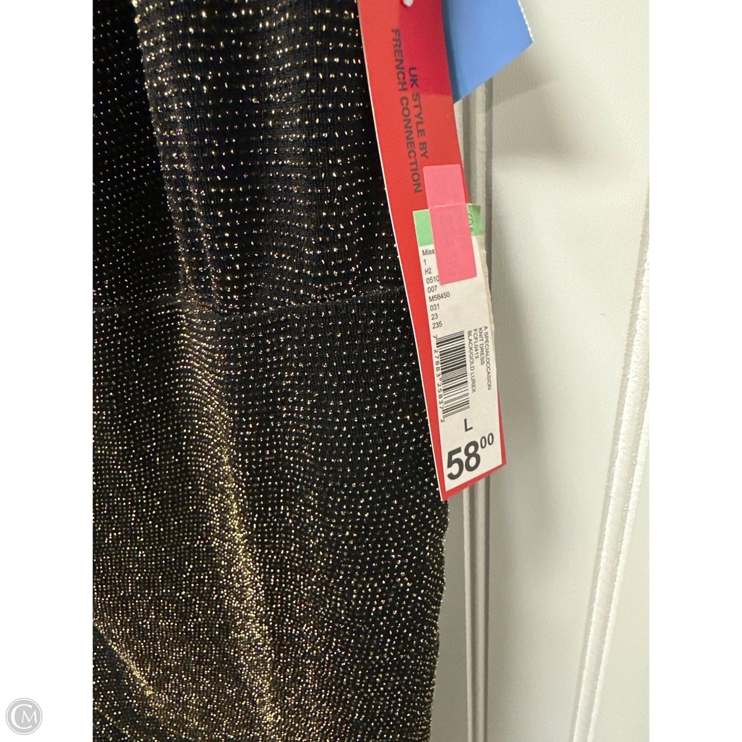 Dress Party Midi By French Connection In Black & Gold, Size: L