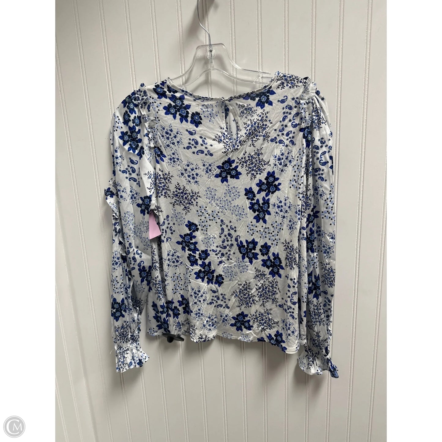 Top Long Sleeve By Loft In Blue & White, Size: Sp