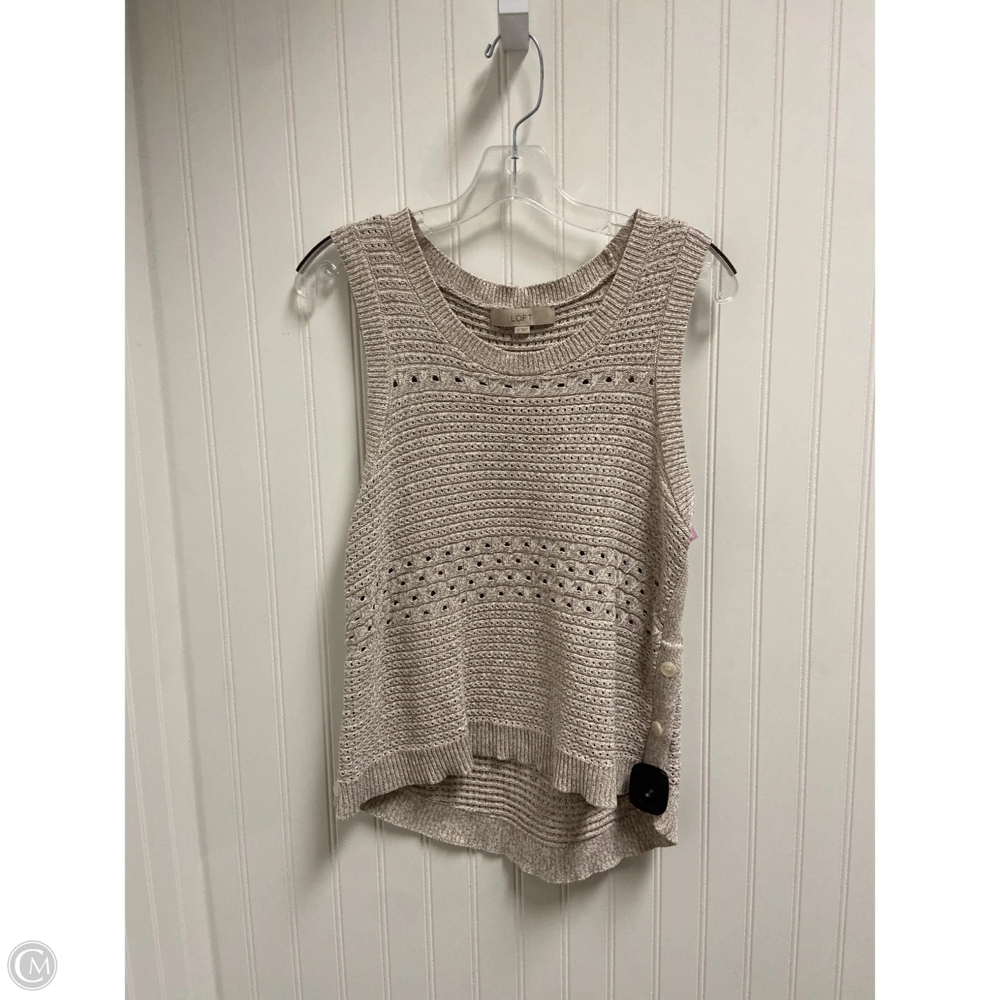 Top Sleeveless By Loft In Grey, Size: M