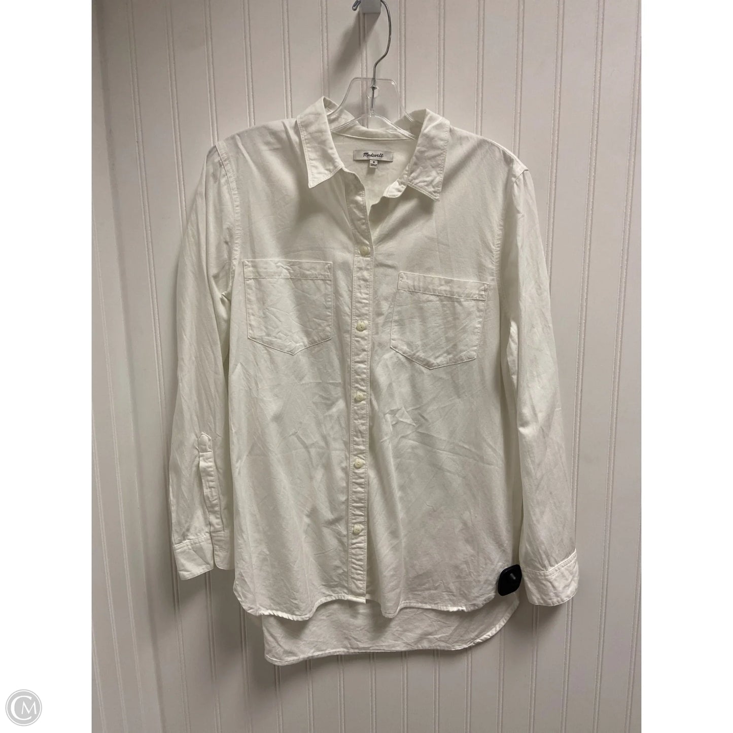 Top Long Sleeve By Madewell In White, Size: M