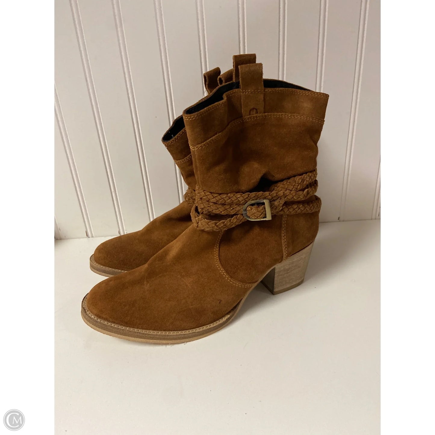 Boots Ankle Heels By Dingo In Brown, Size: 8.5