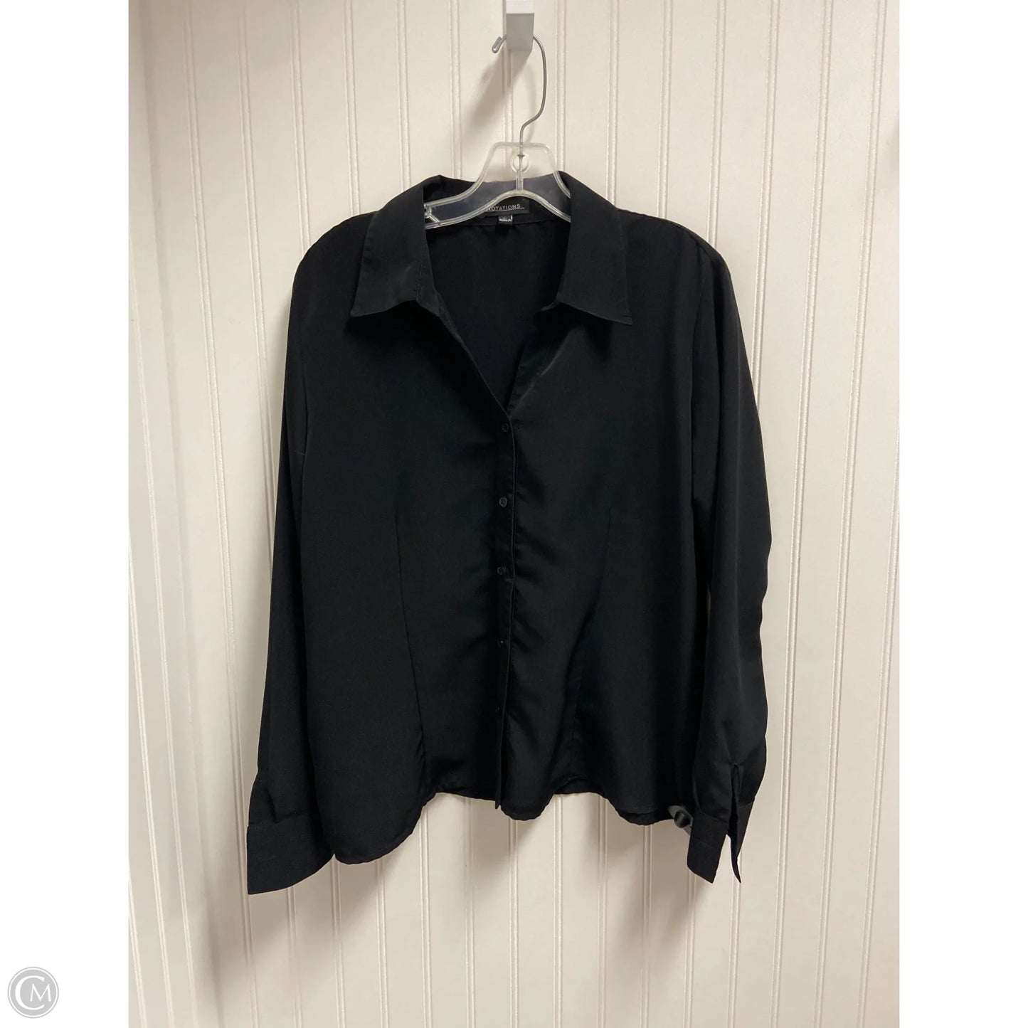 Top Long Sleeve By Notations In Black, Size: L