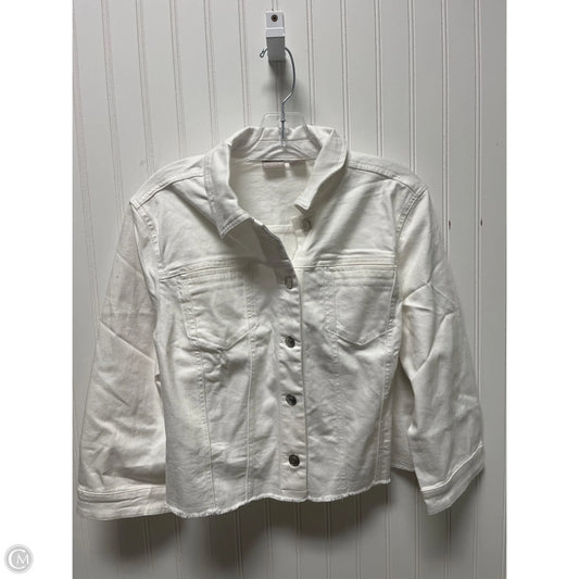 Jacket Denim By Chicos In White, Size: L