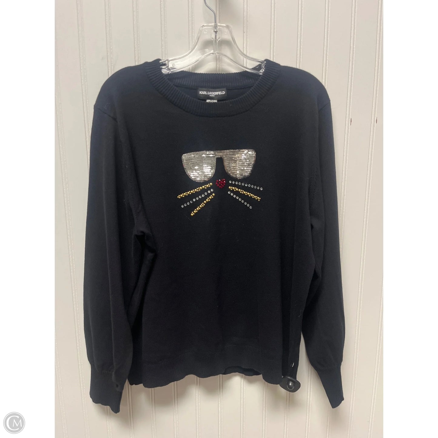 Sweater Designer By Karl Lagerfeld In Black, Size: Xl