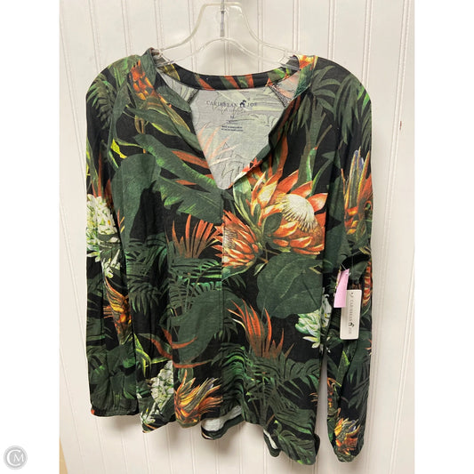 Top Long Sleeve By Caribbean Joe In Tropical Print, Size: M