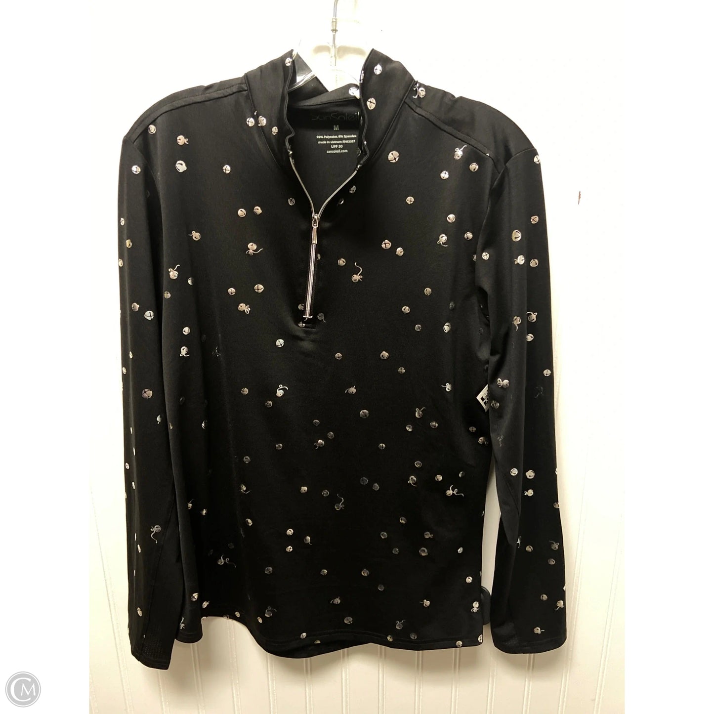 Athletic Top Long Sleeve Collar By Clothes Mentor In Black, Size: M