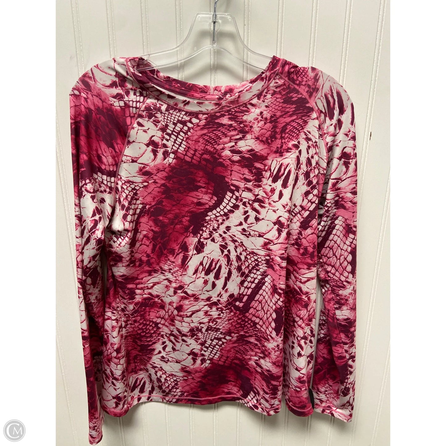 Athletic Top Long Sleeve Crewneck By Reel Legends In Pink & White, Size: M