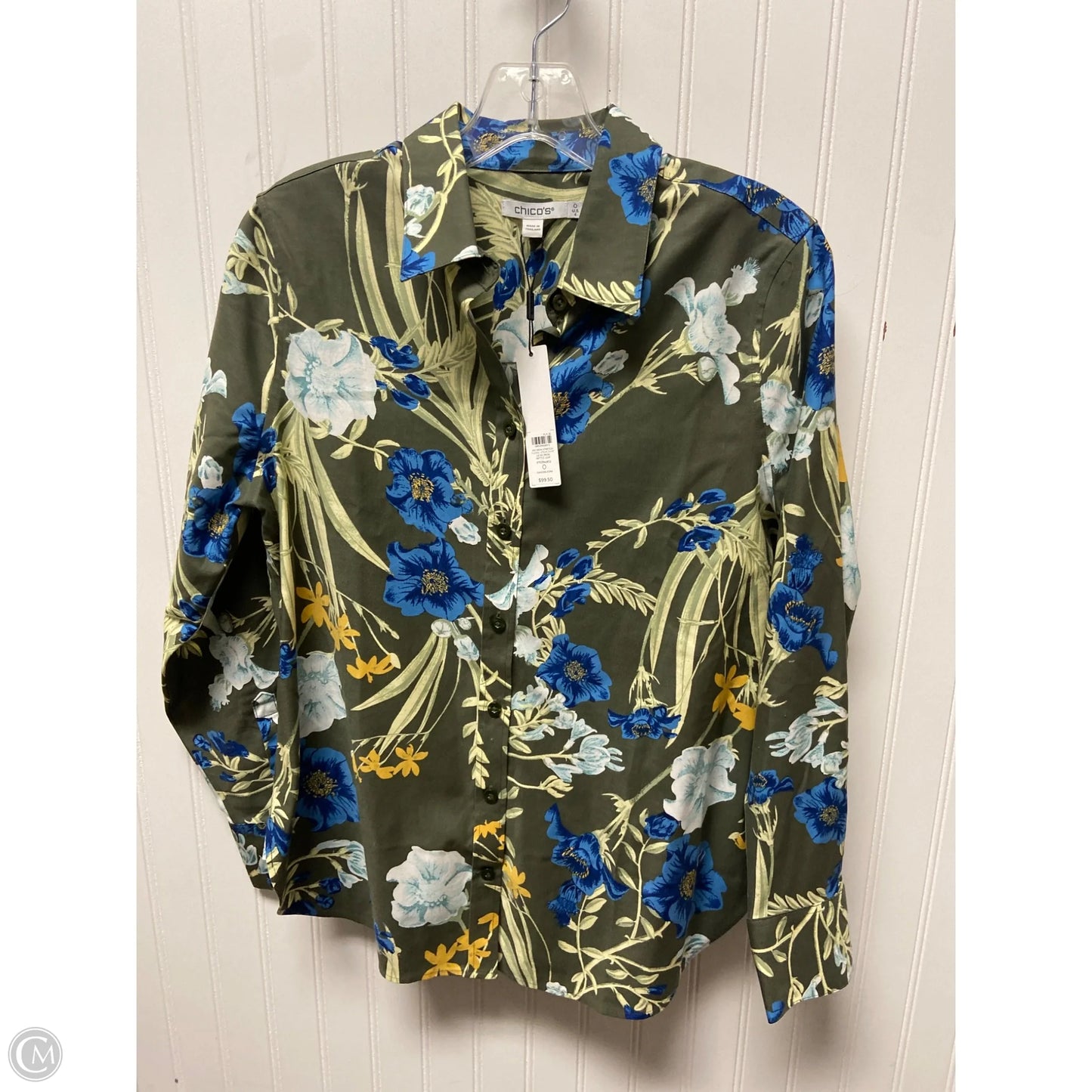 Top Long Sleeve By Chicos In Green, Size: S