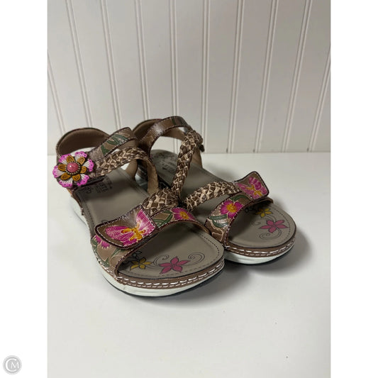 Sandals Flats By Spring Step In Brown & Pink, Size: 7