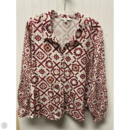 Top Long Sleeve By Chicos In Red & White, Size: Xl