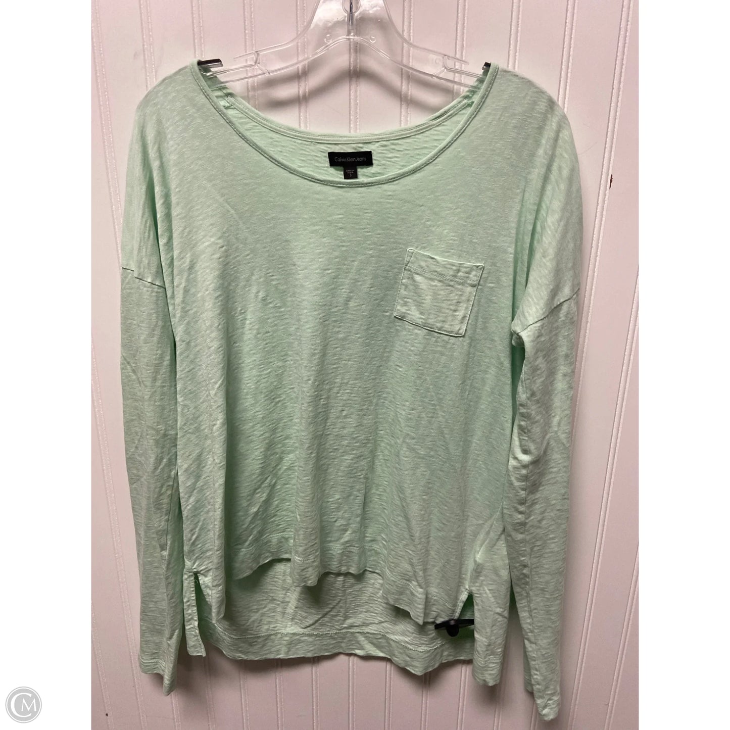 Top Long Sleeve Basic By Calvin Klein In Green, Size: S