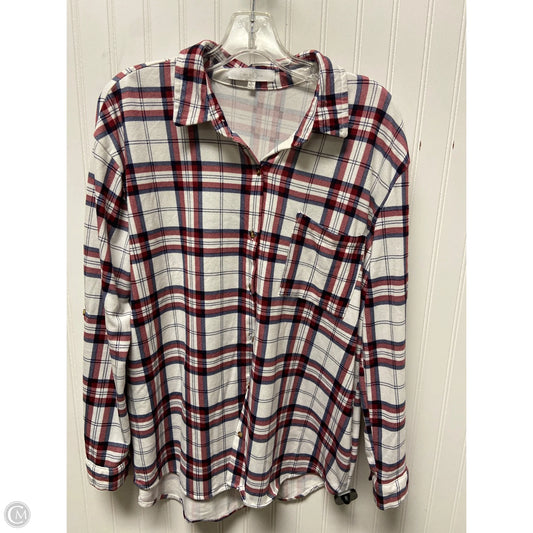 Top Long Sleeve By Eden & Olivia In Plaid Pattern, Size: L