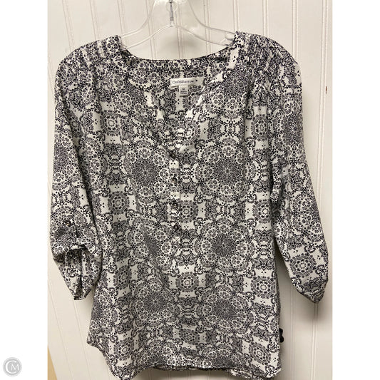 Top 3/4 Sleeve By Croft And Barrow In Black & White, Size: M