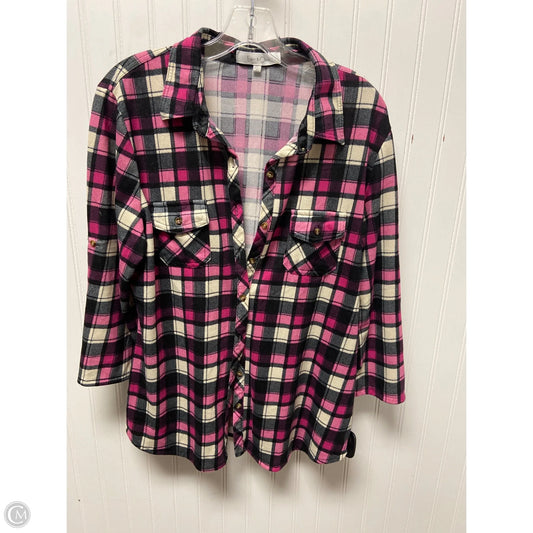 Top 3/4 Sleeve By Eden & Olivia In Plaid Pattern, Size: L