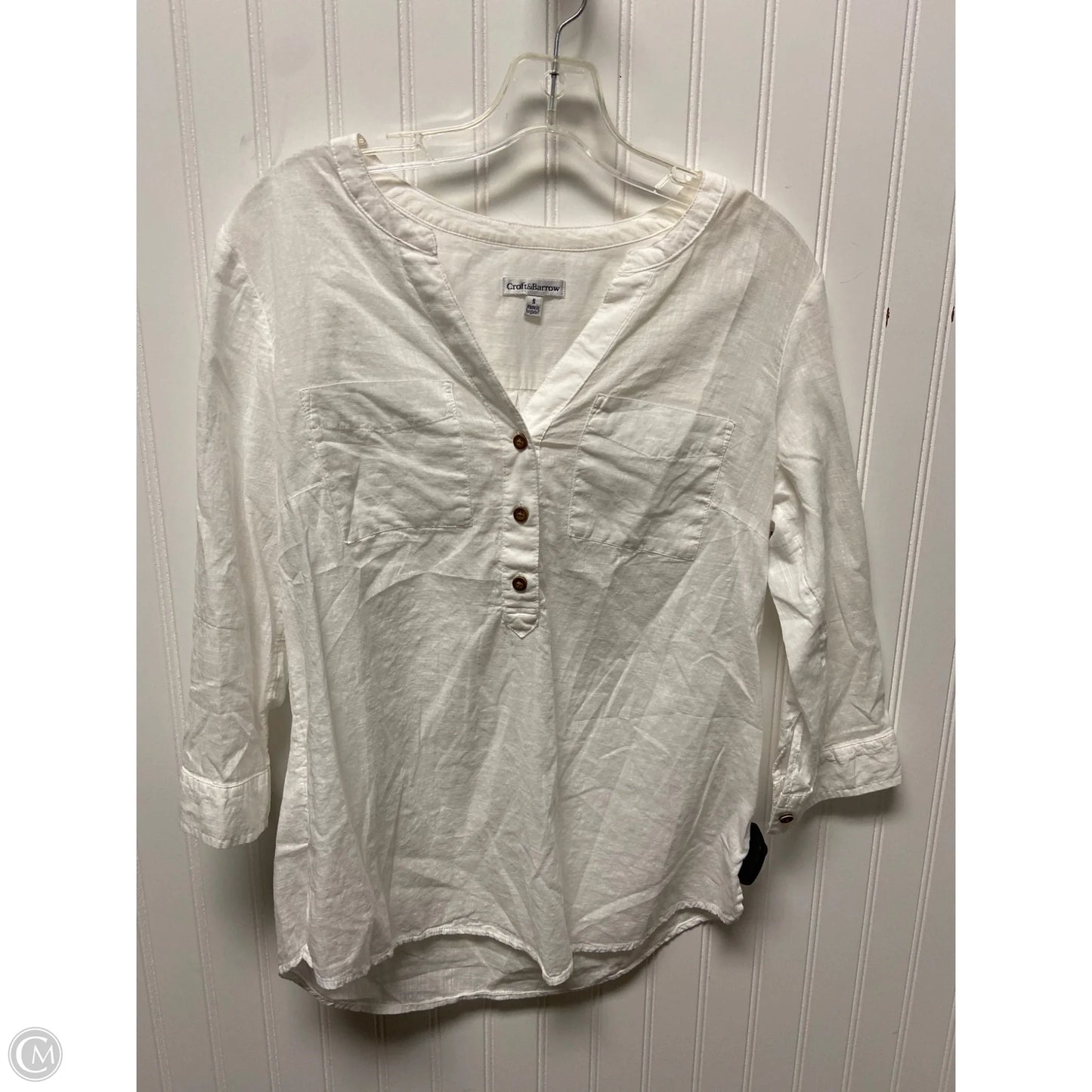 Top 3/4 Sleeve Basic By Croft And Barrow In White, Size: S