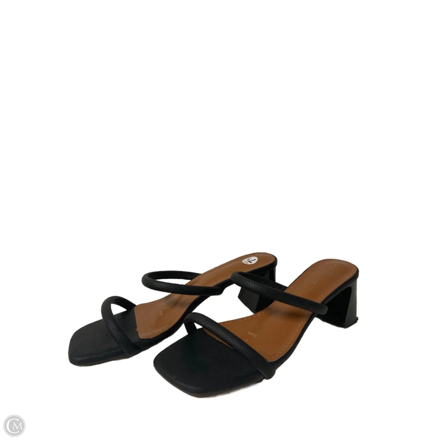 Sandals Heels Block By Clothes Mentor In Black, Size: 7.5