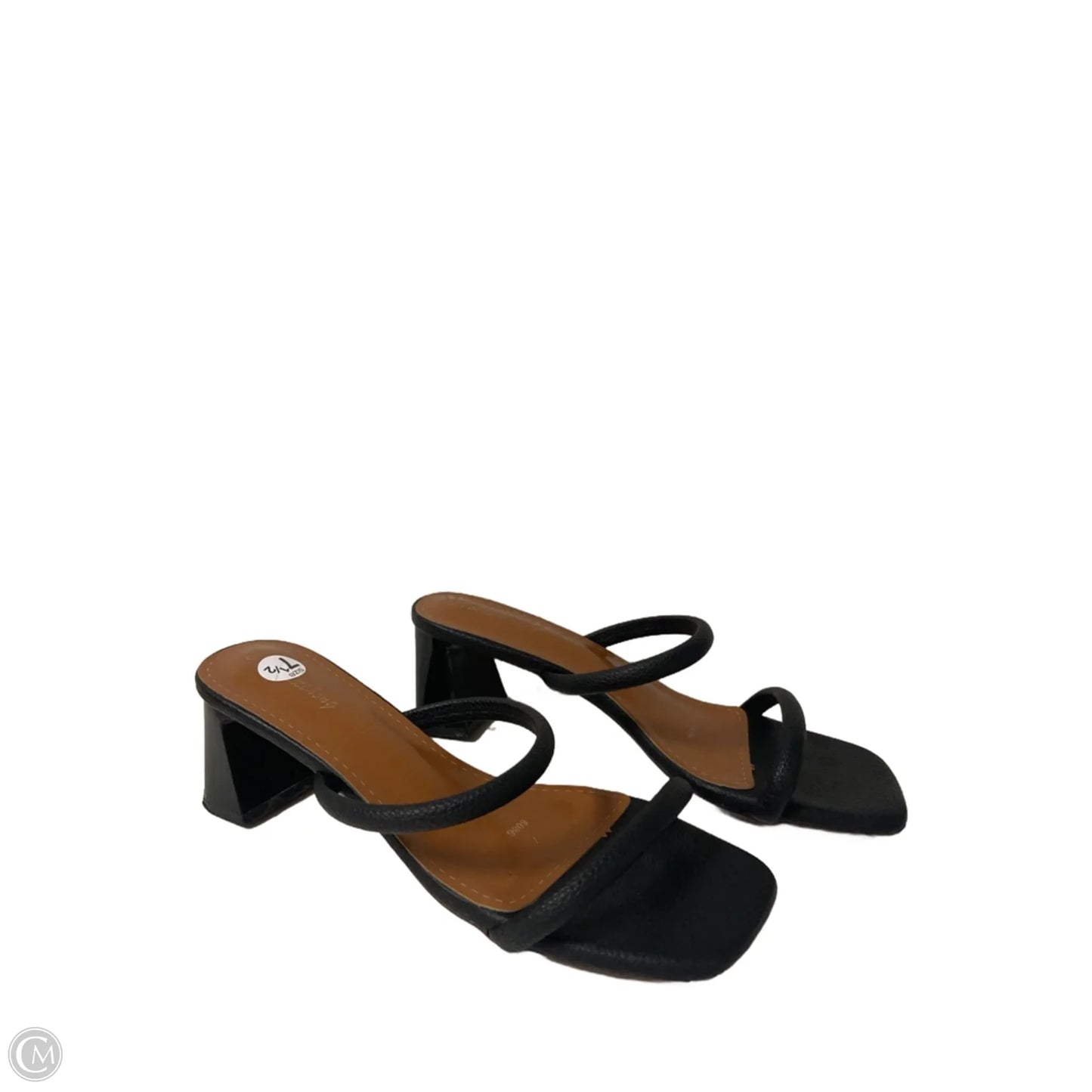Sandals Heels Block By Clothes Mentor In Black, Size: 7.5
