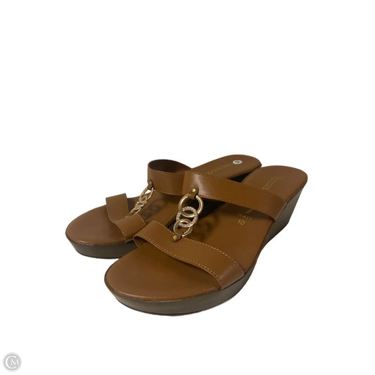 Sandals Heels Wedge By Toscanella In Brown, Size: 10