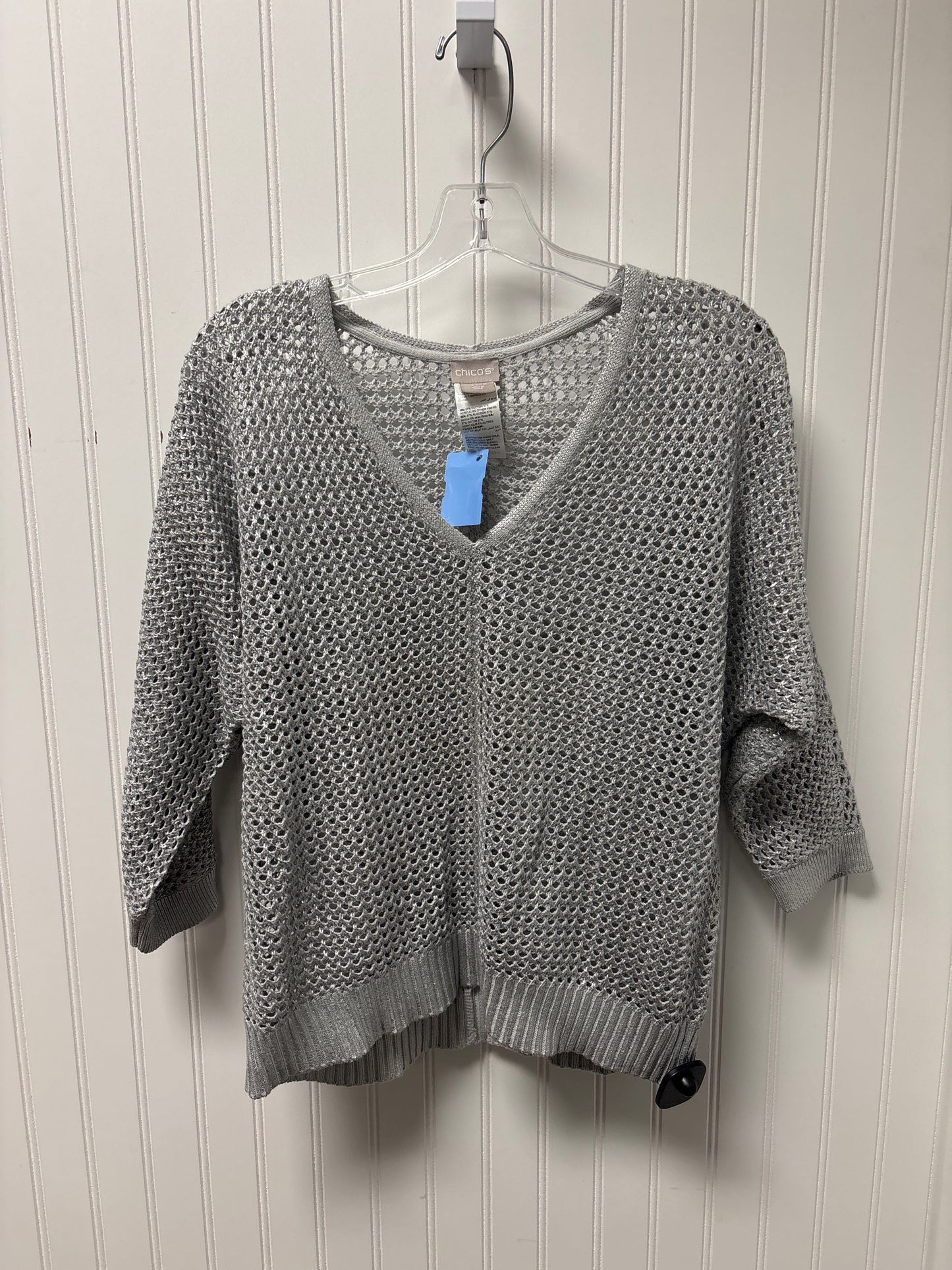 Sweater By Chicos In Silver, Size: M