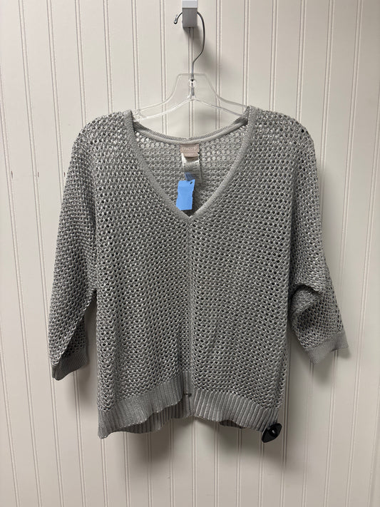 Sweater By Chicos In Silver, Size: M