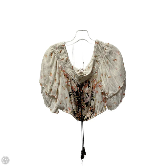 Top Short Sleeve By Band Of Gypsies In Cream, Size: M