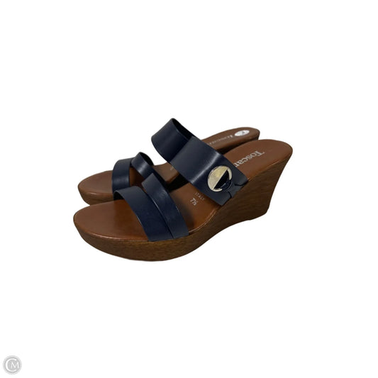 Sandals Heels Wedge By Toscanella In Navy, Size: 7.5