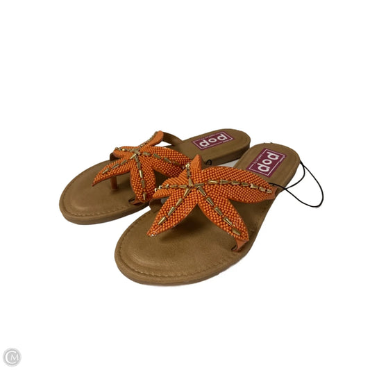 Sandals Flip Flops By Popfit In Orange, Size: 7