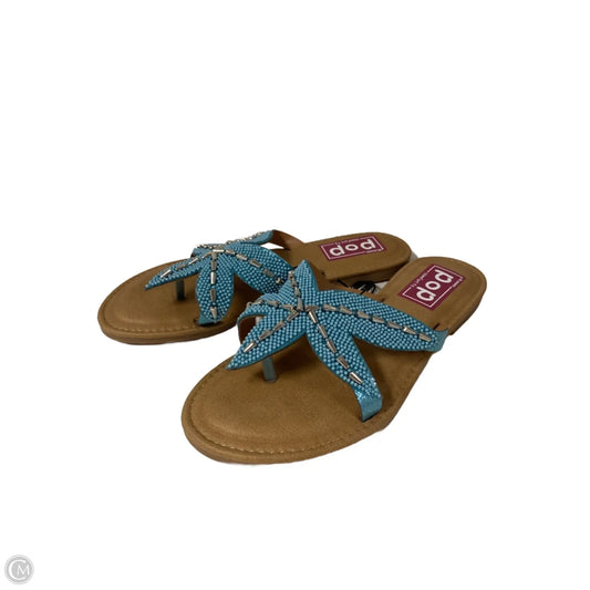 Sandals Flip Flops By Popfit In Blue, Size: 7