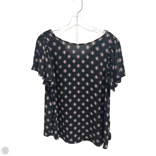 Top Short Sleeve By Loft In Black & Pink, Size: L