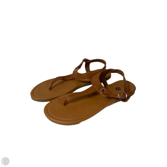 Sandals Flats By Clothes Mentor In Brown, Size: 9
