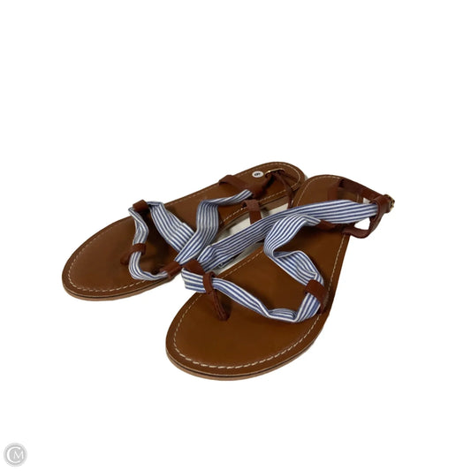 Sandals Flats By Loft In Blue & Brown, Size: 9