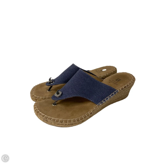 Sandals Heels Wedge By White Mountain In Blue Denim, Size: 9