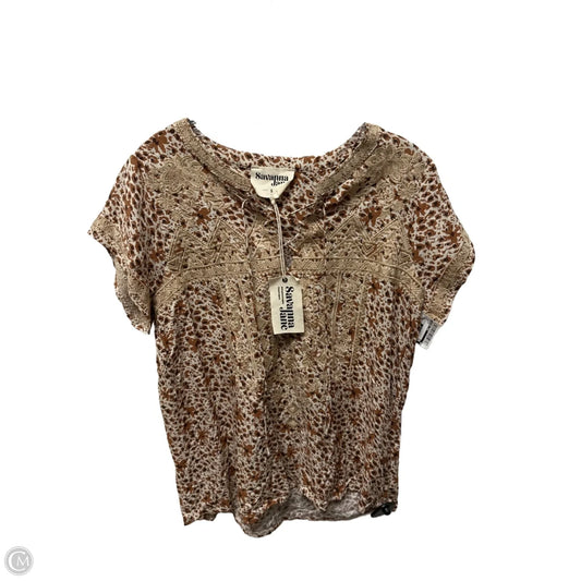 Top Short Sleeve By Savanna Jane In Brown, Size: S