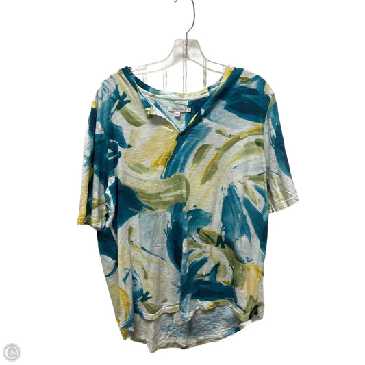 Top Short Sleeve By Chicos In Blue & Green, Size: 2x