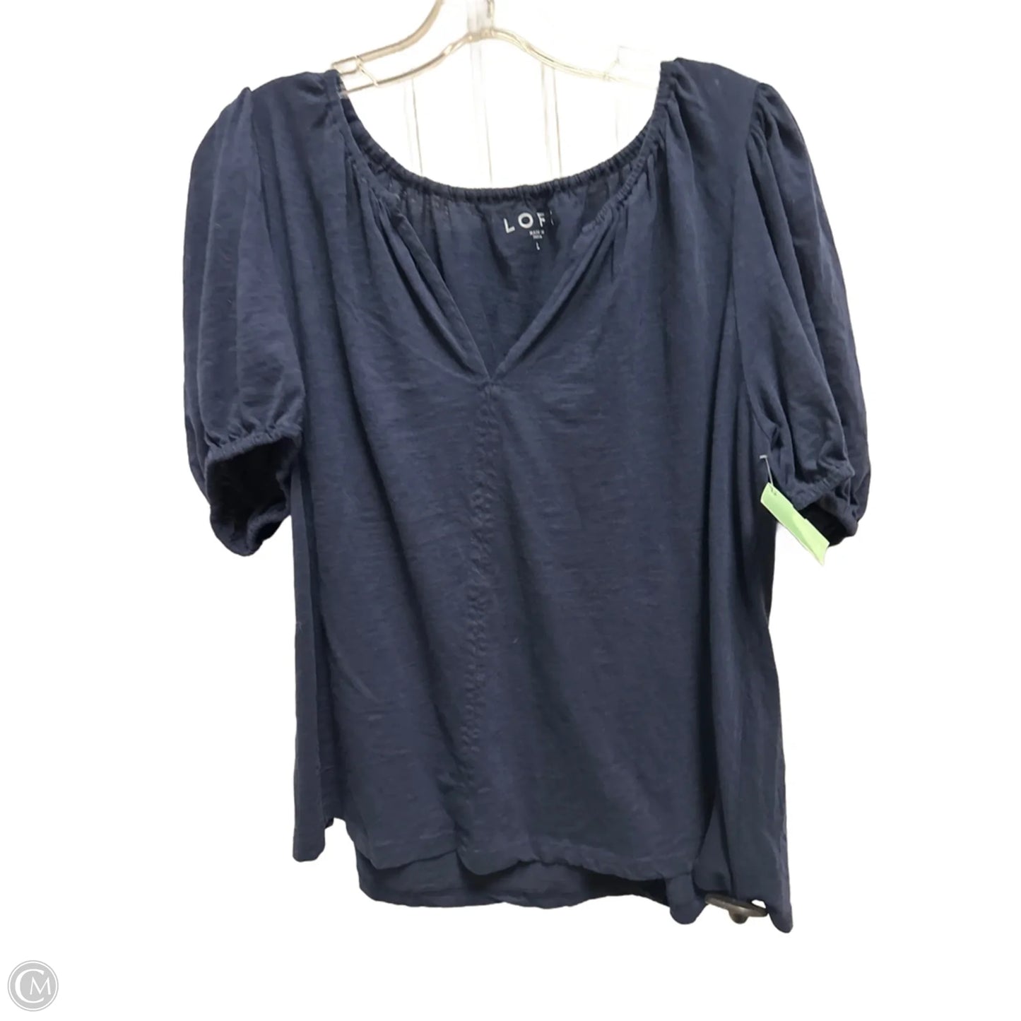 Top Short Sleeve Basic By Loft In Navy, Size: L
