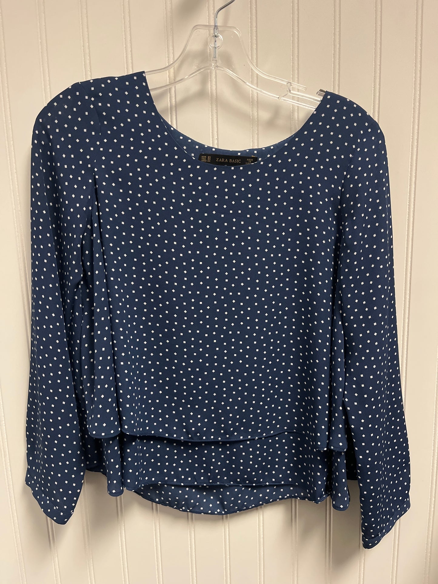 Top Long Sleeve By Zara Basic In Blue, Size: Xs