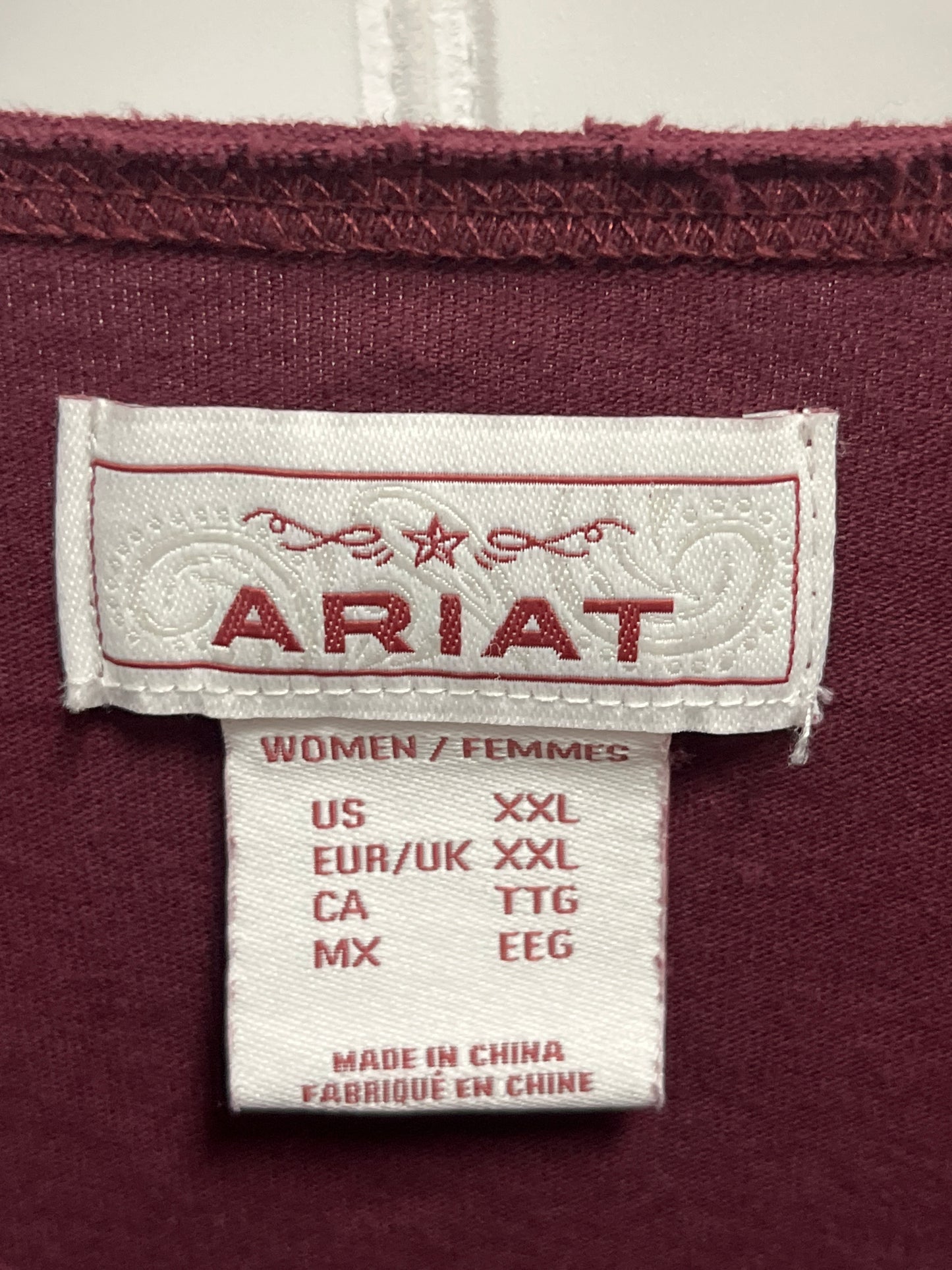 Top Long Sleeve By Ariat In Maroon, Size: 1x