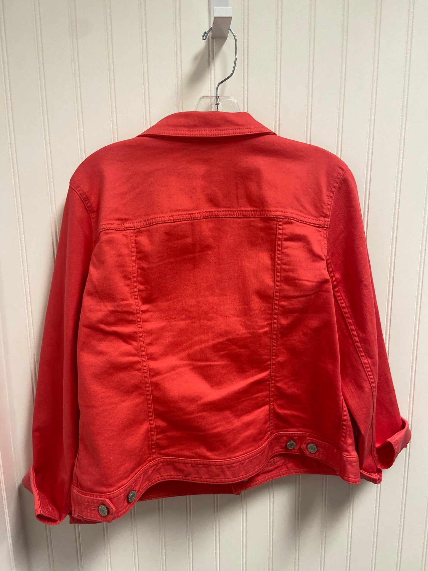 Jacket Denim By Talbots In Red Denim, Size: L