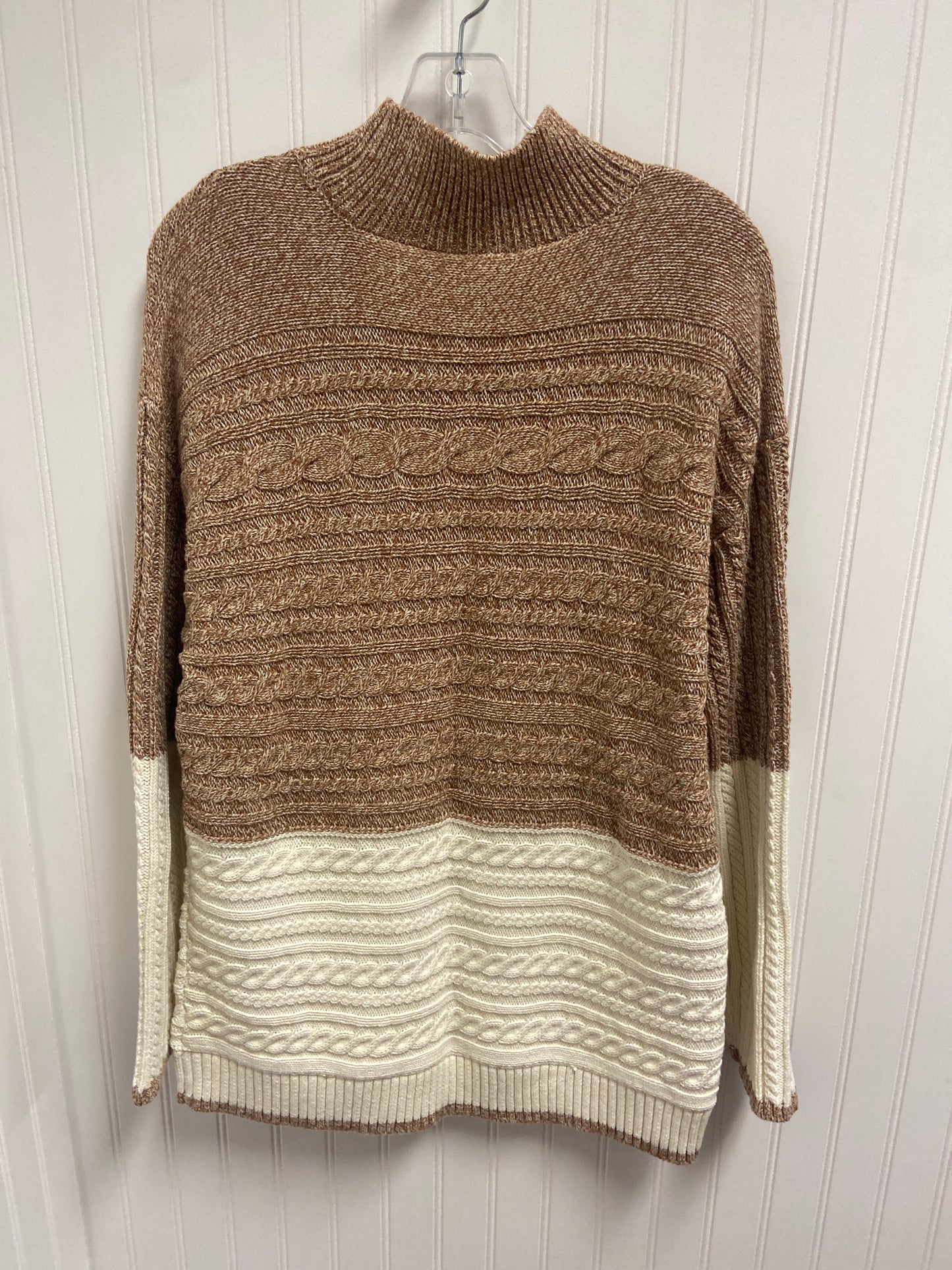 Sweater By Talbots In Brown & White, Size: L