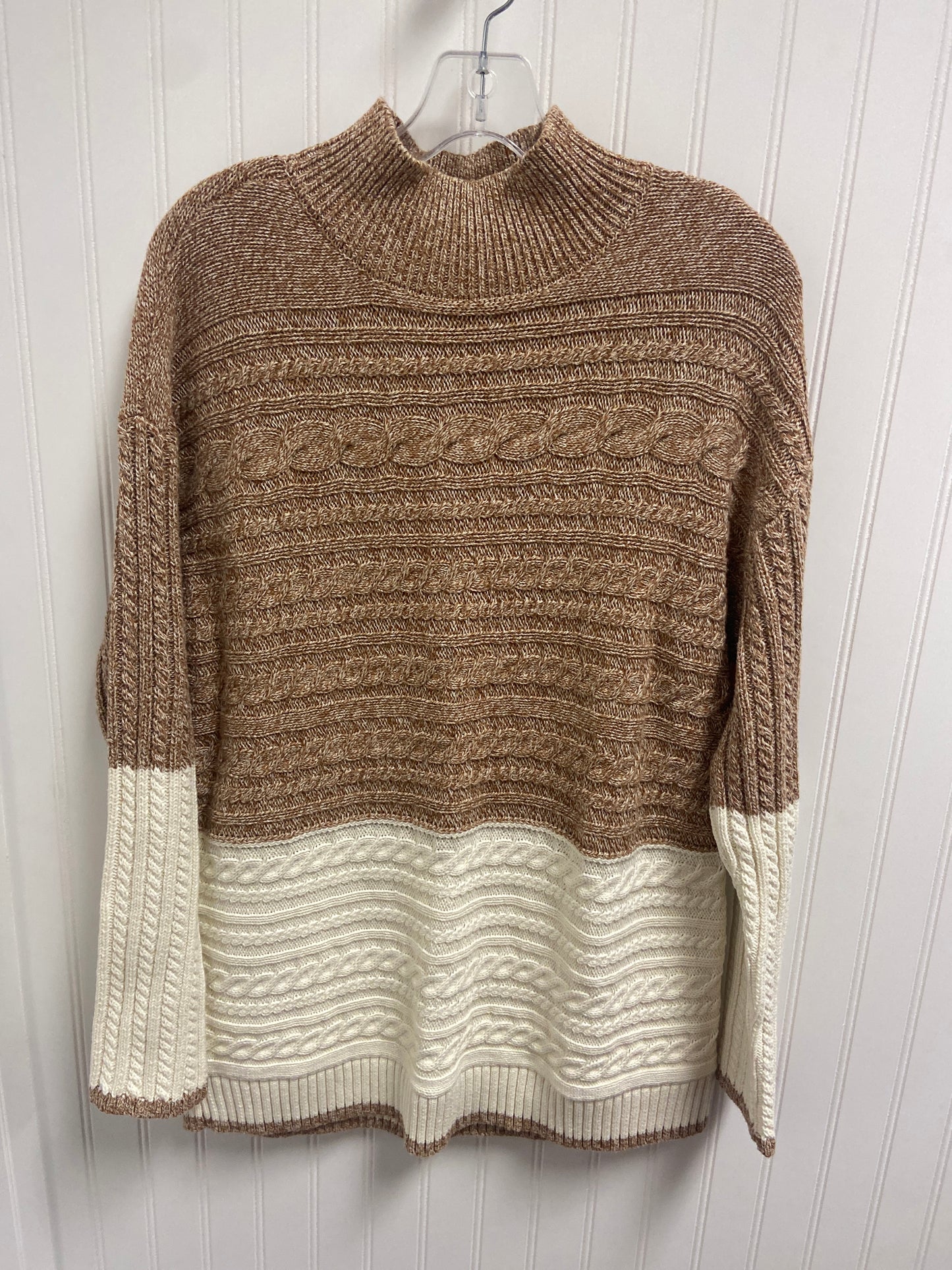 Sweater By Talbots In Brown & White, Size: L