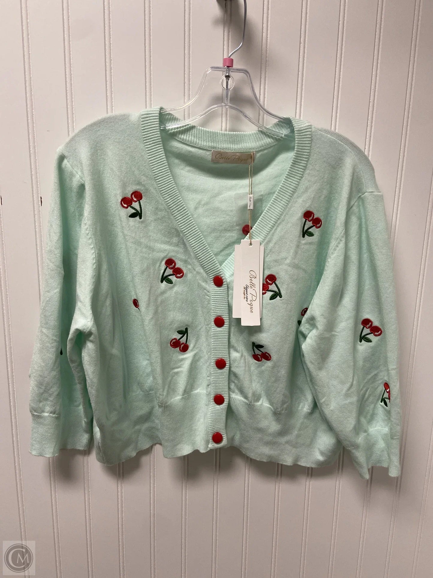 Sweater Cardigan By Clothes Mentor In Green, Size: 3x