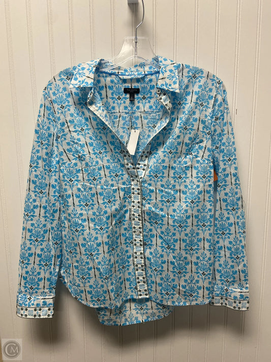 Top Long Sleeve By Talbots In Blue & White, Size: Sp