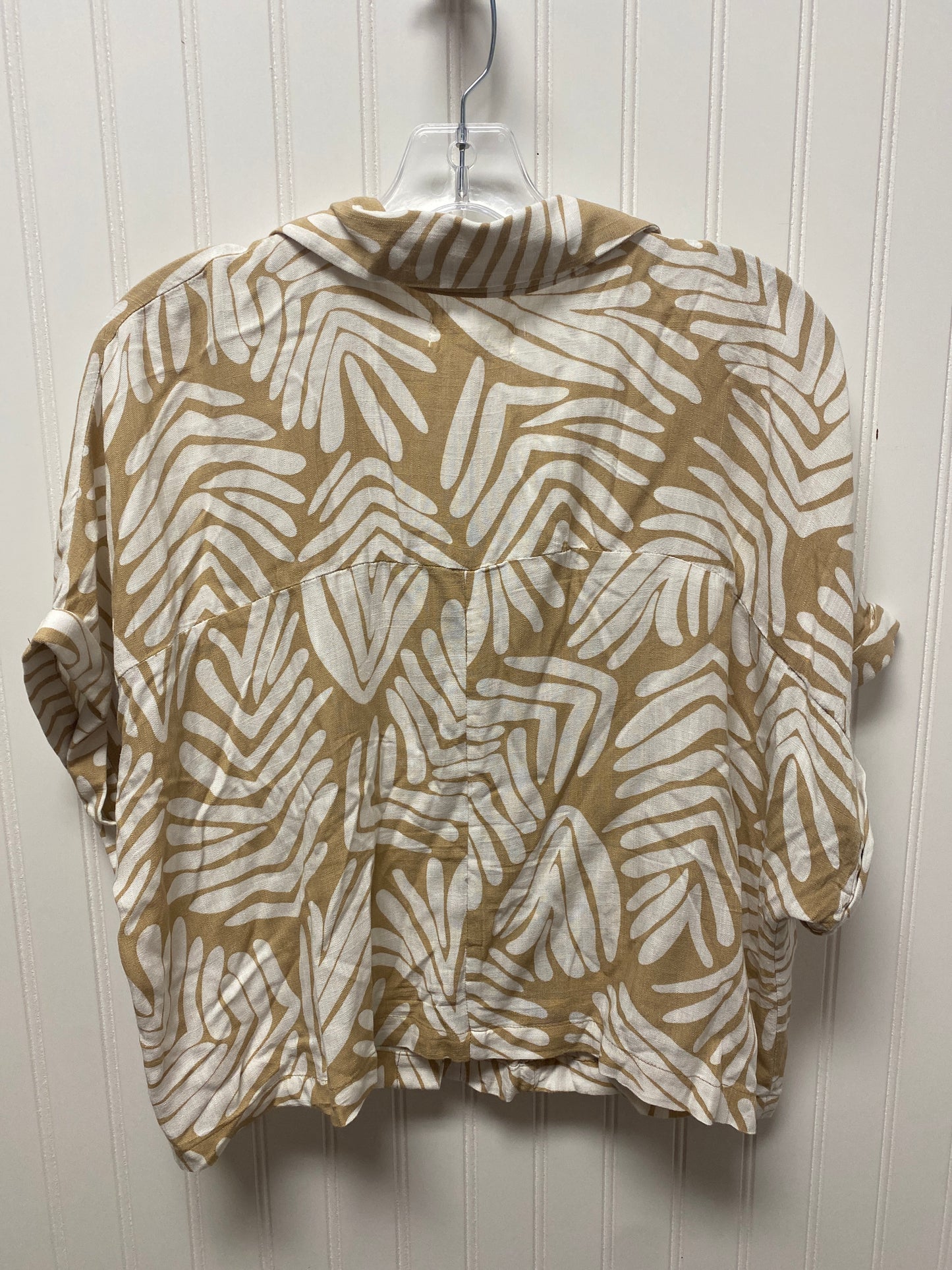 Blouse Short Sleeve By Clothes Mentor In Brown & Cream, Size: Xl